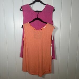Caslon T Shirt LOT of TWO XS Cap Sleeve Open Tie Back Pink & Orange NWT! See pic